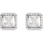Square 4-Prong Halo-Style Earring - Image 2