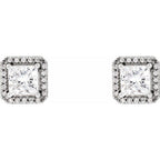 Square 4-Prong Halo-Style Earring - Image 2