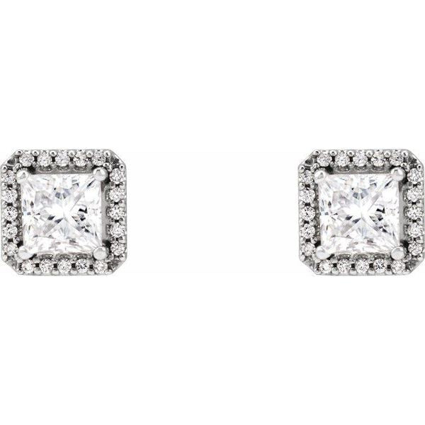 Square 4-Prong Halo-Style Earring - Image 2