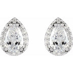 Pear 4-Prong Halo-Style Low Stud Earring - Image 2