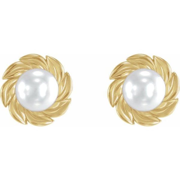 Pearl Leaf Earrings - Image 2