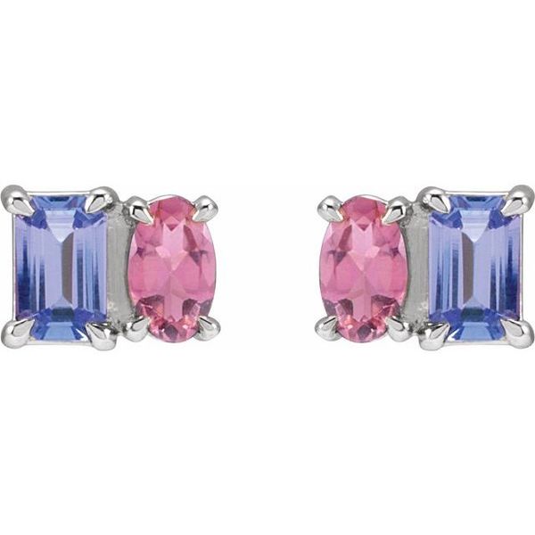 Two-Stone Stud Earrings - Image 2