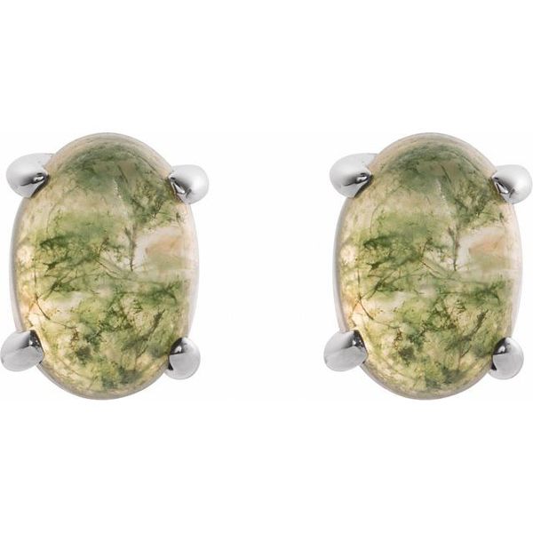 Oval 4-Prong Cabochon Earrings - Image 2