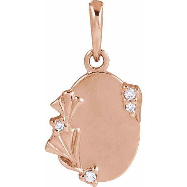 Accented Engravable Floral Pendant
