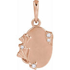 Accented Engravable Floral Pendant