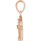 Accented Engravable Floral Pendant - Image 2