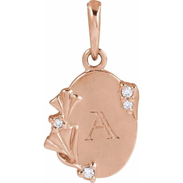 Accented Engravable Floral Pendant - Image 3