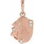 Accented Engravable Floral Pendant - Image 3