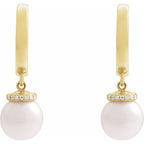Accented Pearl Hoop Earrings - Image 2