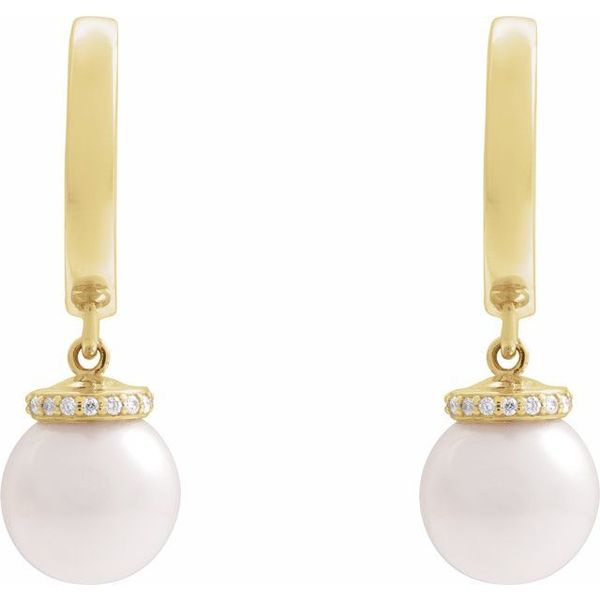 Accented Pearl Hoop Earrings - Image 2