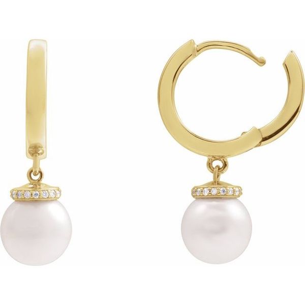 Accented Pearl Hoop Earrings - Image 3