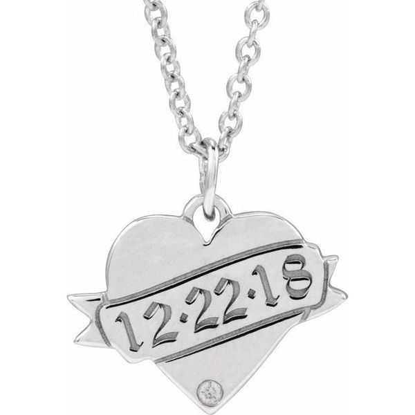Engravable Accented Heart Necklace - Image 3