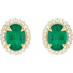 Oval 4-Claw Prong Pre-Notched Halo-Style Earrings - Image 2