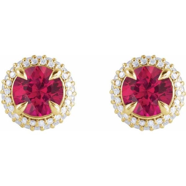 Round 4-Claw Prong Pre-Notched Halo-Style Earring - Image 2