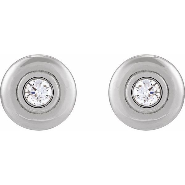 Bezel-Set Puffed Stud Earrings - Image 2