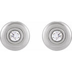Bezel-Set Puffed Stud Earrings - Image 2