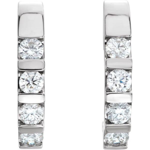 Channel-Set J-Hoop Earrings - Image 2