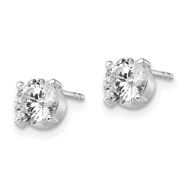 Leslie's 14k White Gold CZ Stud 6.0mm Earrings - Image 2