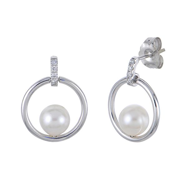 14KT White Gold Akoya Pearl Earring