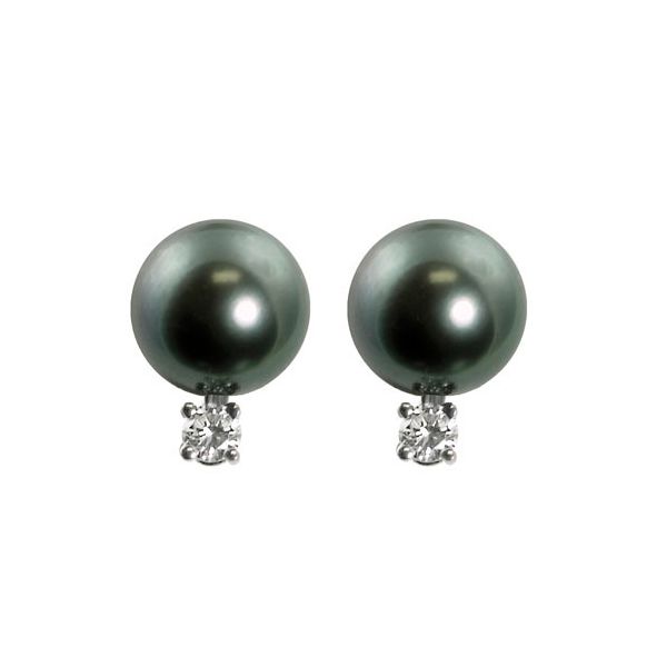 14KT White Gold Tahitian Pearl Earring