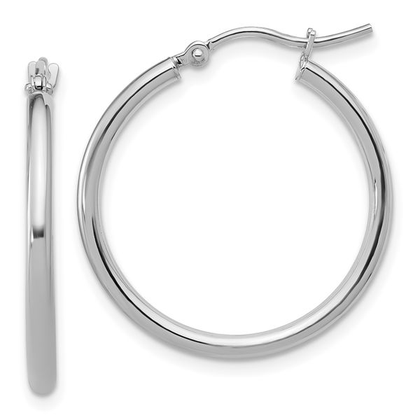 Leslie's 14K White Gold 2x25mm Polished Hoop Earrings
