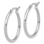 Leslie's 14K White Gold 2x25mm Polished Hoop Earrings - Image 2