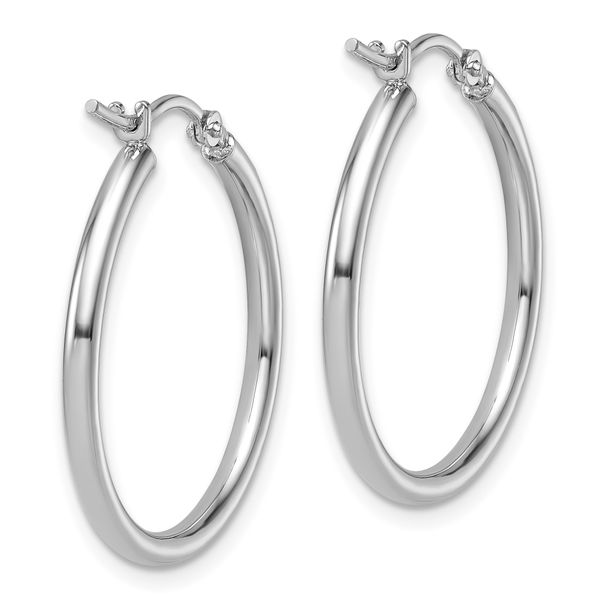 Leslie's 14K White Gold 2x25mm Polished Hoop Earrings - Image 4
