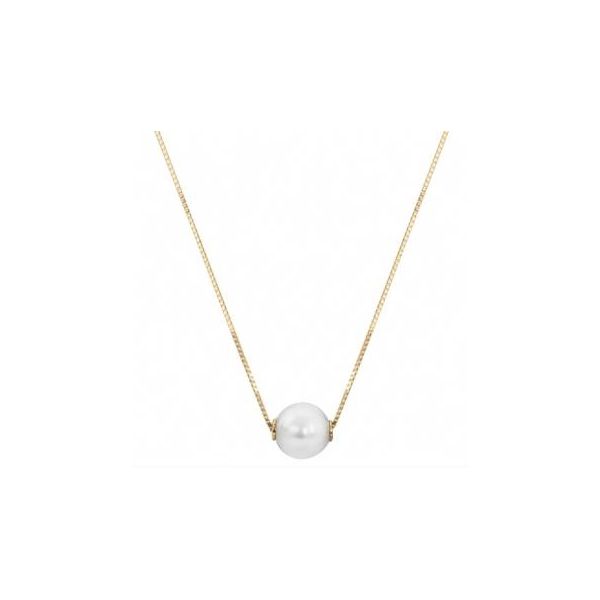 14KT Yellow Gold Akoya Pearl Solitaire Necklace