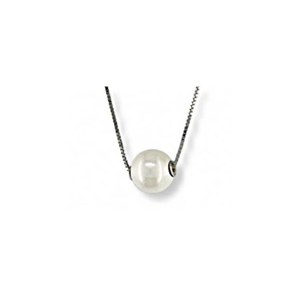 14KT White Gold Akoya Pearl Solitaire Necklace