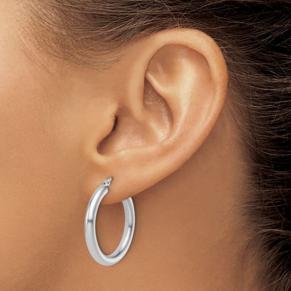 Leslie's 14K White Gold Polished Hoop Earrings - Image 3