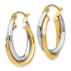 Leslie's 14K Two-tone Polished Oval Hinged Hoop Earrings - Image 2