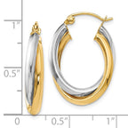 Leslie's 14K Two-tone Polished Oval Hinged Hoop Earrings - Image 4