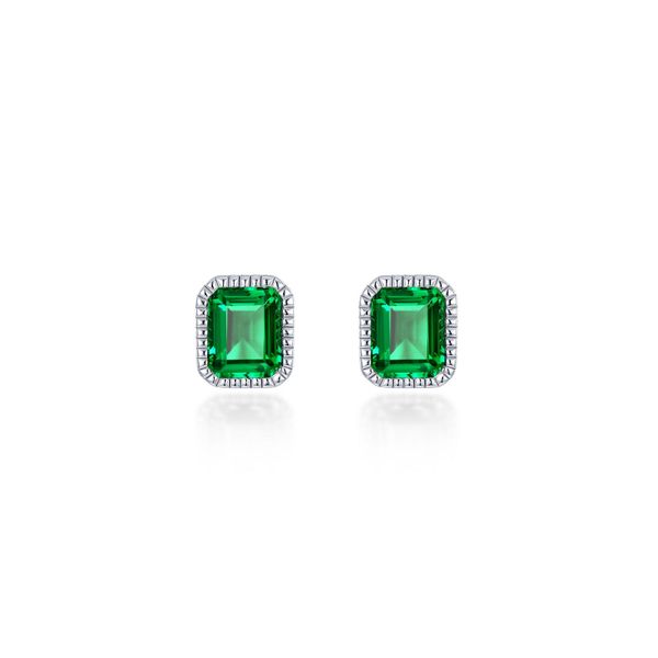 May Birthstone Solitaire Stud Earrings