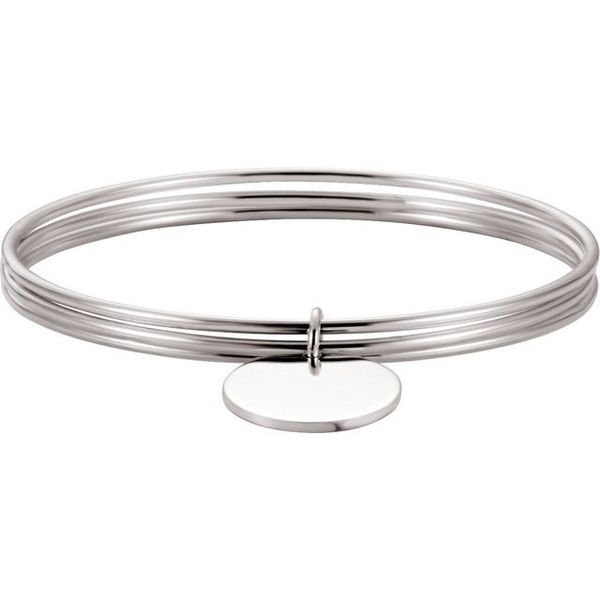 Triple Bangle Bracelet with Engravable Charm