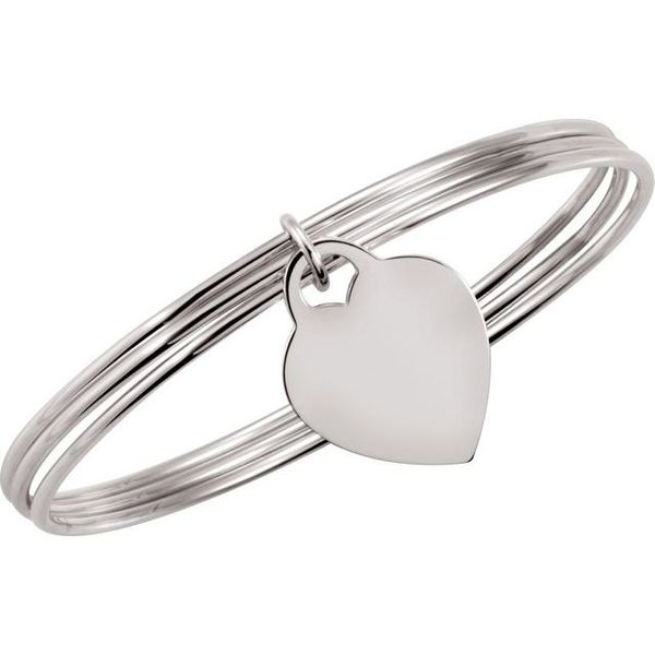 Heart Charm Bangle Bracelet - Image 2