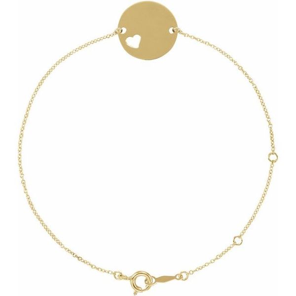 Engravable Pierced Heart Disc Bracelet