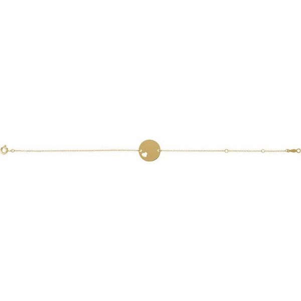 Engravable Pierced Heart Disc Bracelet - Image 2