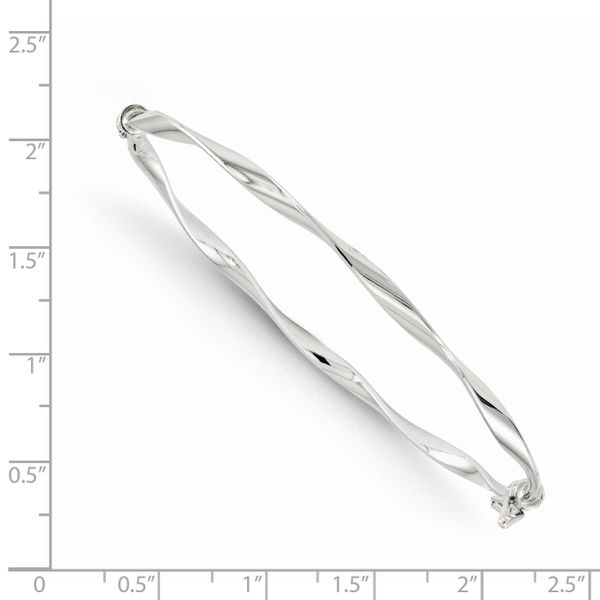 Leslie's 14K White Gold Polished Twisted Hinged Bangle - Image 2