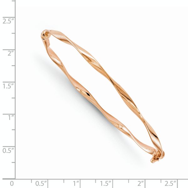Leslie's 14K Rose Gold Polished Twisted Hinged Bangle - Image 2