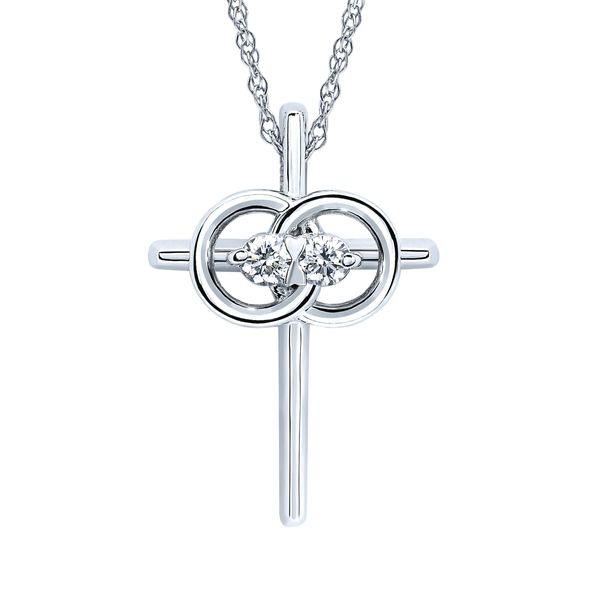 14k White Gold Diamond Cross