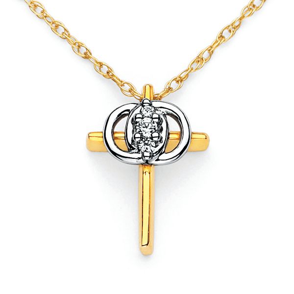 14k White Gold Diamond Cross