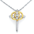 14k White Gold Diamond Cross