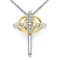 14k White Gold Diamond Cross