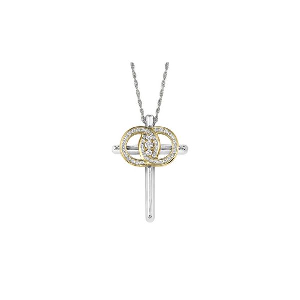 14k White Gold Diamond Cross