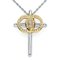 14k White Gold Diamond Cross