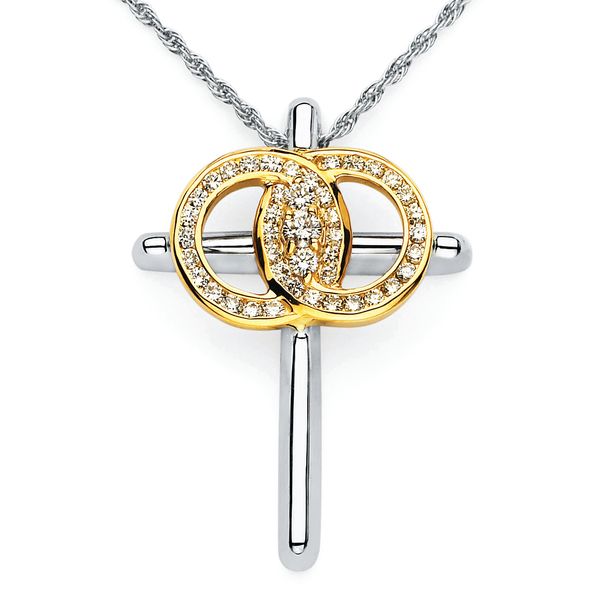 14k White Gold Diamond Cross