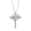 14k White Gold Diamond Cross