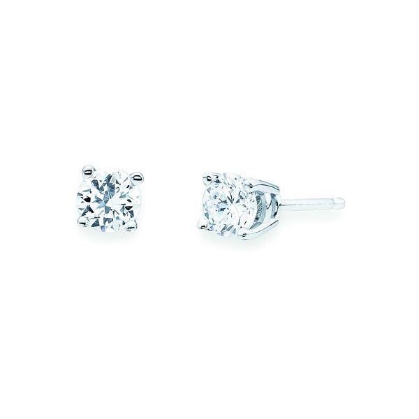 14k White Gold Solitaire Earrings
