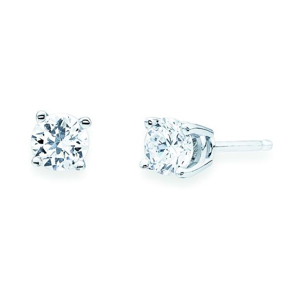 14k White Gold Solitaire Earrings
