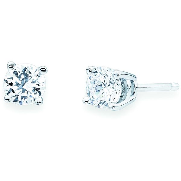 14k White Gold Solitaire Earrings